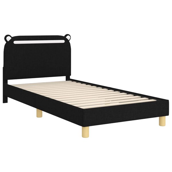 vidaXL Struttura letto bambini con testata Nero 80 x 200 cm Tessuto