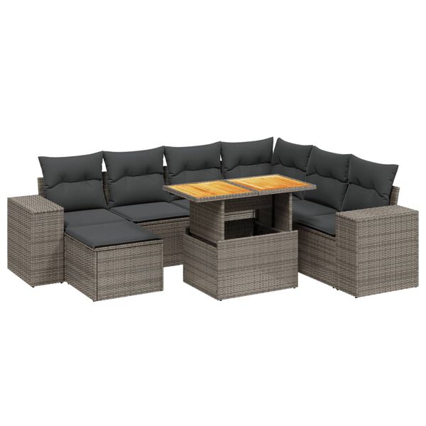 vidaXL Set Divano da Giardino 8 pz con Cuscini Grigio in Polyrattan