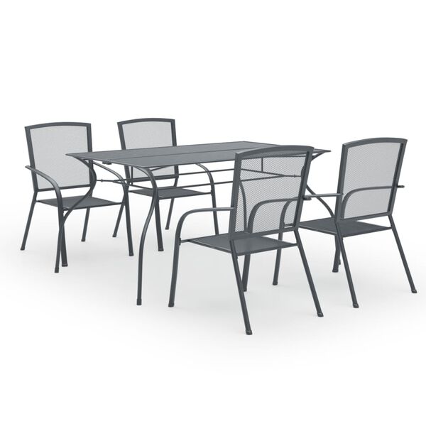 vidaXL Set Pranzo da Giardino 5 pz in Acciaio Antracite