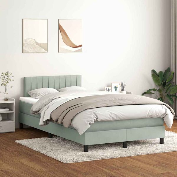 vidaXL Letto a Molle con Materasso e LED Grigio Chiaro 120x210cm Velluto