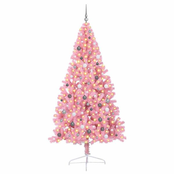 vidaXL Albero di Natale artificiale con luci integrate Rosa 240 cm PVC