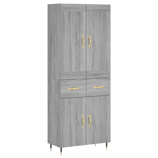 vidaXL Credenza Grigio Sonoma 69,5x34x180 cm in Legno Multistrato