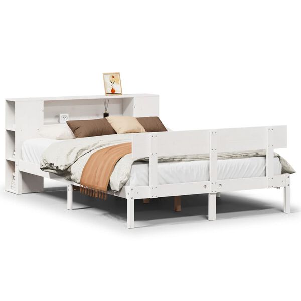 vidaXL Letto Libreria senza Materasso Bianco 150x200 cm Legno di Pino