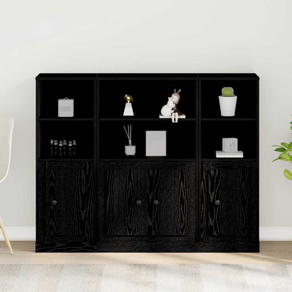 vidaXL Credenza Rovere Nero 132 x 35,5 x 103,5 cm Legno multistrato