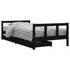 vidaXL Giroletto per Bambini con Cassetti Nero 90x190 cm Massello Pino