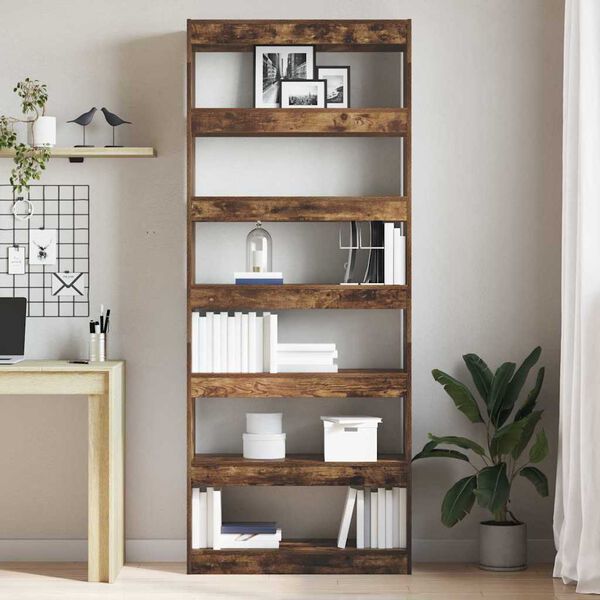 vidaXL Armadio per Libri con lo scaffale Rovere fum&eacute; 80 x 30 x 198 cm