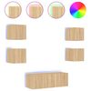 vidaXL Mobili TV a Muro con LED 6pz Rovere Sonoma Legno Multistrato