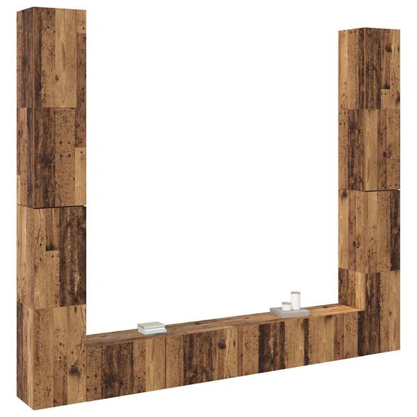 vidaXL Mobili TV a Parete 6 pz Legno Vecchio Legno Multistrato