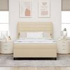 vidaXL Letto a molle con materasso Crema 160 x 200 cm Tessuto