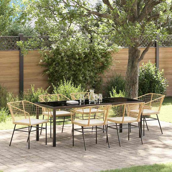 vidaXL Set da Pranzo per Giardino 7 pcs Marrone polyrattan