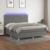 vidaXL Letto a Molle Materasso e LED Grigio Scuro 180x200cm in Tessuto