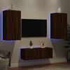 vidaXL Mobili TV a Muro con LED 4pz Rovere Marrone Legno Multistrato