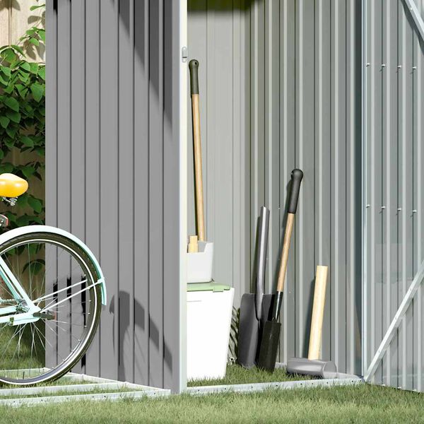vidaXL Capanno per Legna Grigio 245x98x159 cm in Acciaio Zincato
