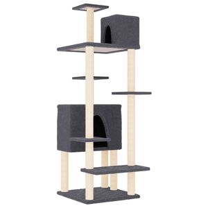vidaXL Albero per Gatti con Tiragraffi in Sisal Grigio Scuro 154 cm