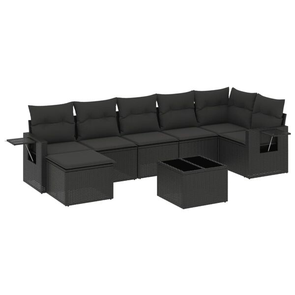 vidaXL Set Divani da Giardino con Cuscini 8 pz Nero in Polyrattan