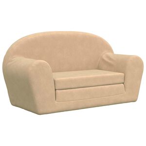 vidaXL Divano Letto per Bambini a 2 Posti Crema in Morbido Peluche