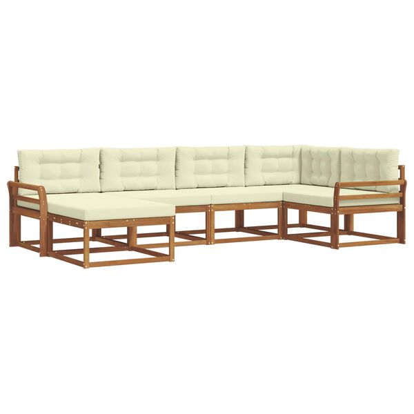 vidaXL Set di divani da esterno con cuscino 6 pcs Naturale e Crema