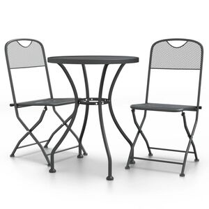 vidaXL Set da Pranzo per Giardino 3pz Rete Metallica Espansa Antracite