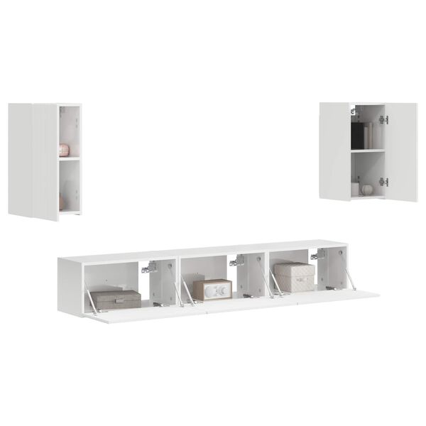 vidaXL Set mobile TV 5 pcs Bianco Lucido Legno multistrato