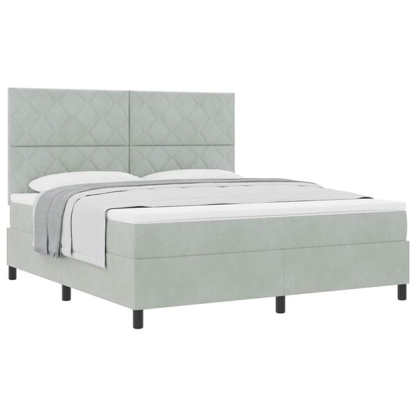 vidaXL Letto a molle con materasso Grigio chiaro 180 x 200 cm Tessuto