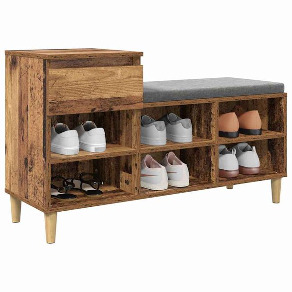 vidaXL Mobile per scarpe con cassetto Legno vecchio 102 x 36 x 60 cm