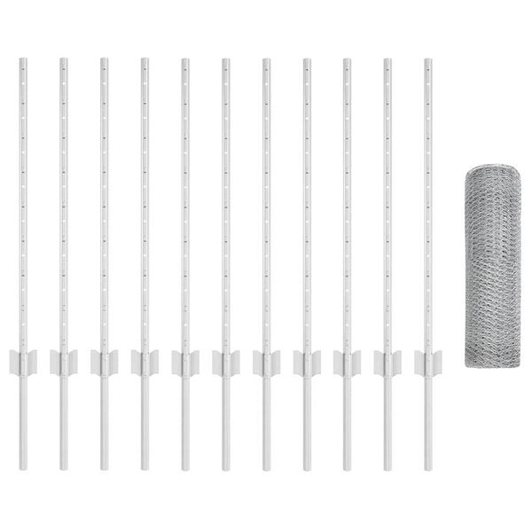 vidaXL Recinzione con Posto Argento 0,8 x 25 m Acciaio