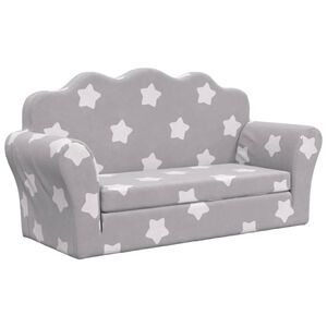 vidaXL Divano Letto Bambini a 2 Posti Grigio Chiaro con Stelle Peluche
