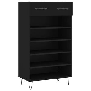 vidaXL Scarpiera Nera 60x35x105 cm in Legno Multistrato