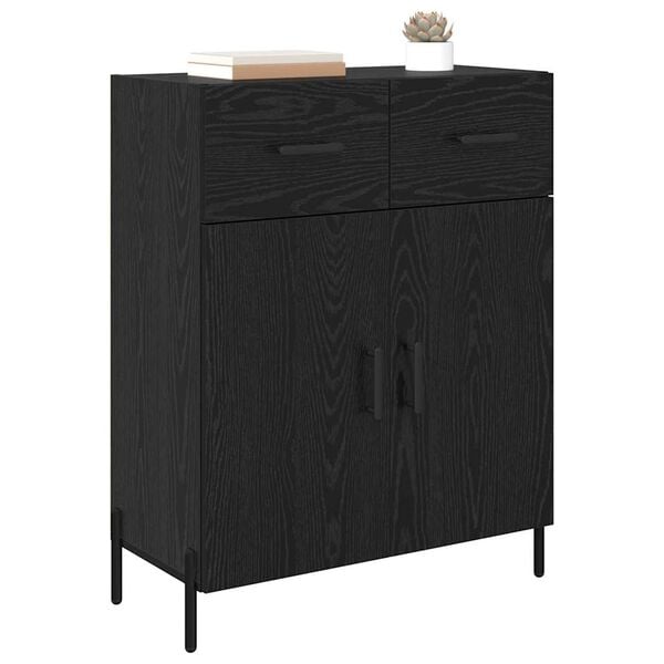 vidaXL Credenza Rovere Nero 69,5 x 34 x 90 cm Legno multistrato