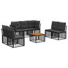 vidaXL Set di divani da esterno 8 pz Nero e Grigio scuro Poliestere