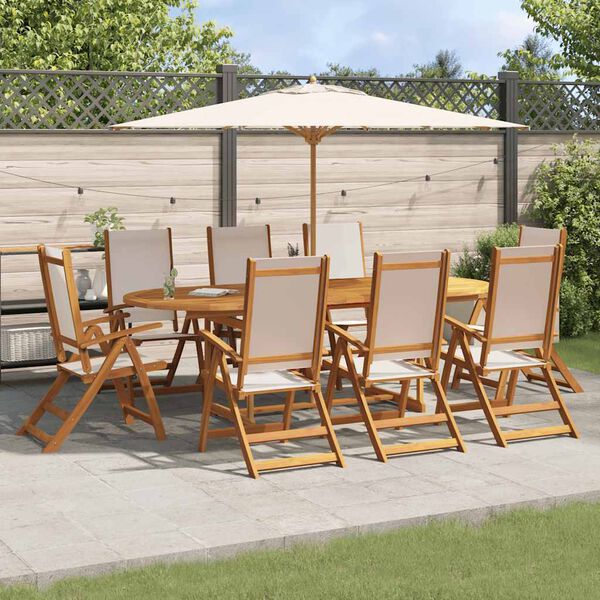 vidaXL Set Pranzo da Giardino 9pz Legno Massello di Acacia e Textilene