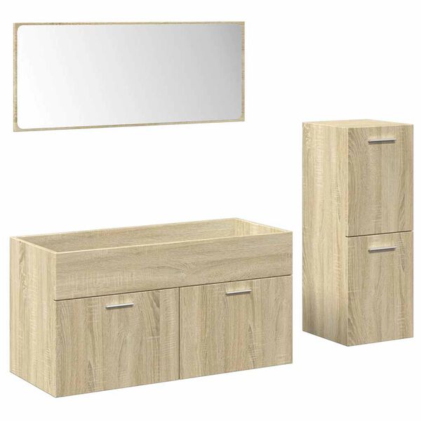 vidaXL Set Mobili da Bagno 3 pz Rovere Sonoma in Legno Multistrato