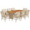 vidaXL Set da Pranzo da Giardino 9 pz con Cuscini Beige in Polyrattan