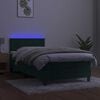 vidaXL Letto a Molle con Materasso e LED Verde Scuro 90x200cm Velluto