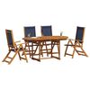 vidaXL Set Pranzo da Giardino 5pz Legno Massello di Acacia e Textilene