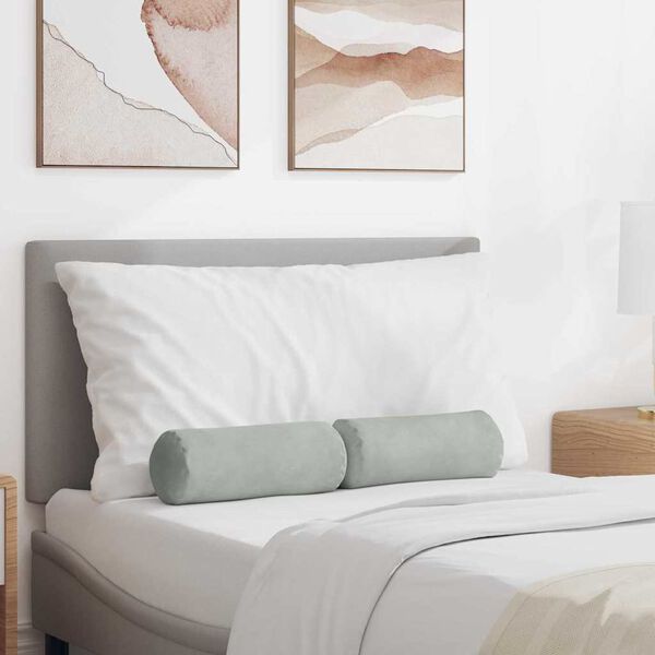vidaXL Cuscini a rullo 2 pcs Grigio chiaro Ø 15 x 40 cm