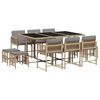 vidaXL Set Pranzo da Giardino 11 pz con Cuscini Beige Misto Polyrattan