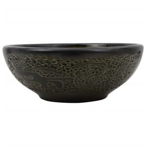 vidaXL Lavabo da Appoggio Nero Rotondo &Phi;41x14 cm Ceramica