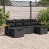 vidaXL Set Divano da Giardino 6 pz con Cuscini Nero in Polyrattan