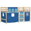 vidaXL Letto a Soppalco con Tende Bambini Blu 90x200 cm Massello Pino