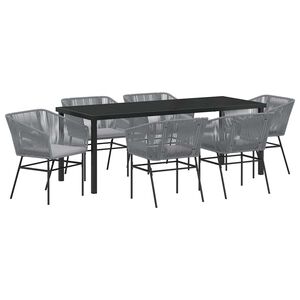 vidaXL Set da Pranzo per Giardino con cuscino 7 pcs Grigio