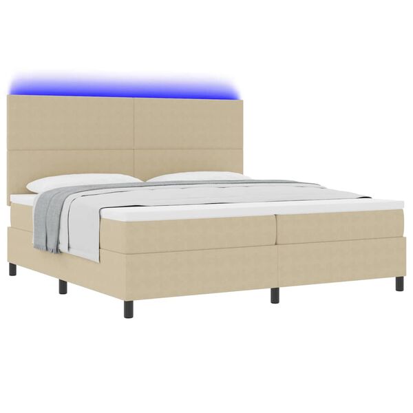 vidaXL Letto a molle Grigio chiaro e bianco 203 x 200 x 128 cm
