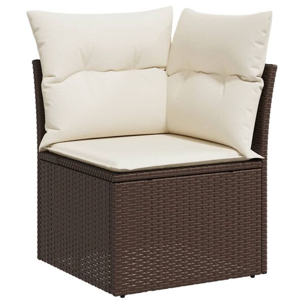 vidaXL Set Divani da Giardino 11 pz con Cuscini Polyrattan Marrone
