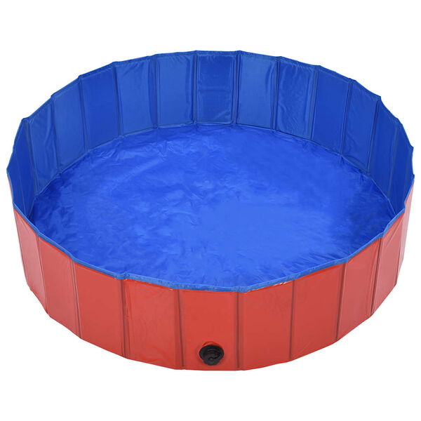 vidaXL Piscina per Cani Pieghevole Rossa 120x30 cm in PVC