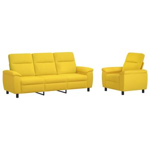 vidaXL Set di divani 2 pcs Giallo Chiaro Tessuto