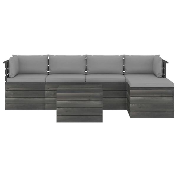 vidaXL Set Divani da Giardino su Pallet 6 pz con Cuscini Massello Pino