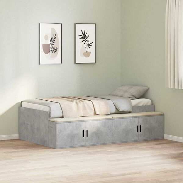vidaXL Struttura letto con contenitore Grigio cemento 80 x 200 cm