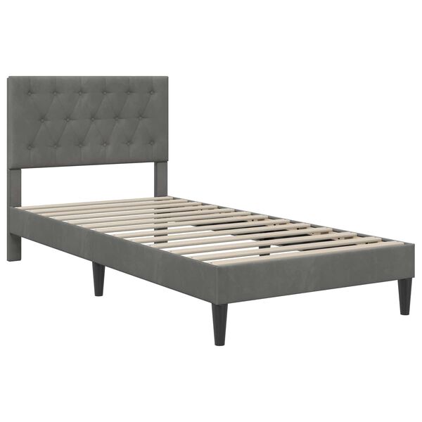vidaXL Struttura letto con materasso Grigio scuro 90 x 190 cm Velluto