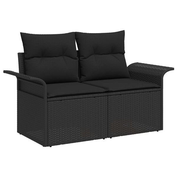 vidaXL Set Divano da Giardino 9 pcs Nero Poly Rattan