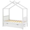vidaXL Giroletto Bambini con Cassetto Bianco Legno di Pino 70x140 cm